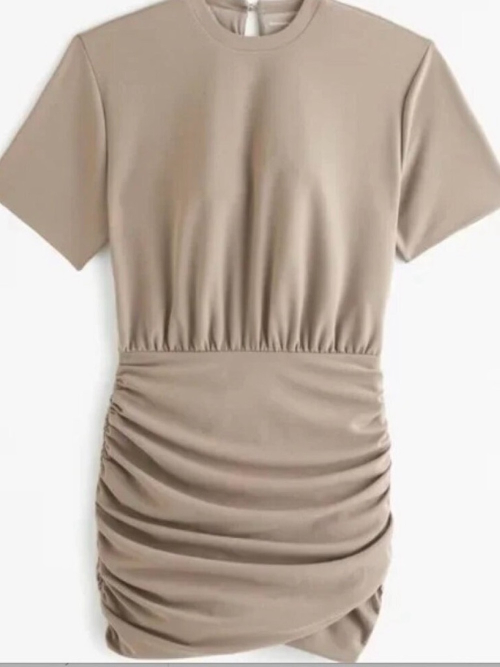 Abercrombie & Fitch Taupe Short Sleeve Ruched Mini Dress